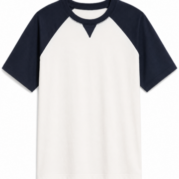 Cream and Navy Raglan Short Sleeve T-Shirt