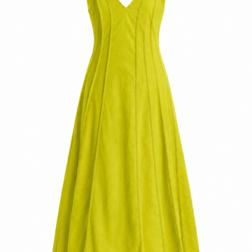 Chartreuse Sleeveless A-Line Midi Dress