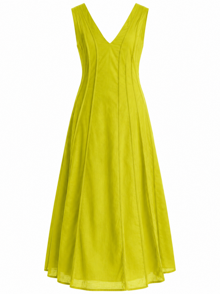 Chartreuse Sleeveless A-Line Midi Dress