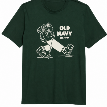 Dark Green Hiker Graphic Crewneck T-Shirt