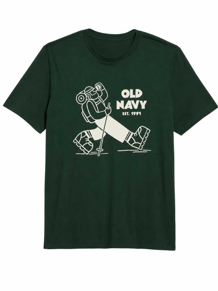 Dark Green Hiker Graphic Crewneck T-Shirt