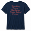 Dark Navy Graphic T-Shirt with NYC Boroughs Print