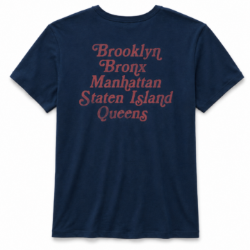 Dark Navy Graphic T-Shirt with NYC Boroughs Print