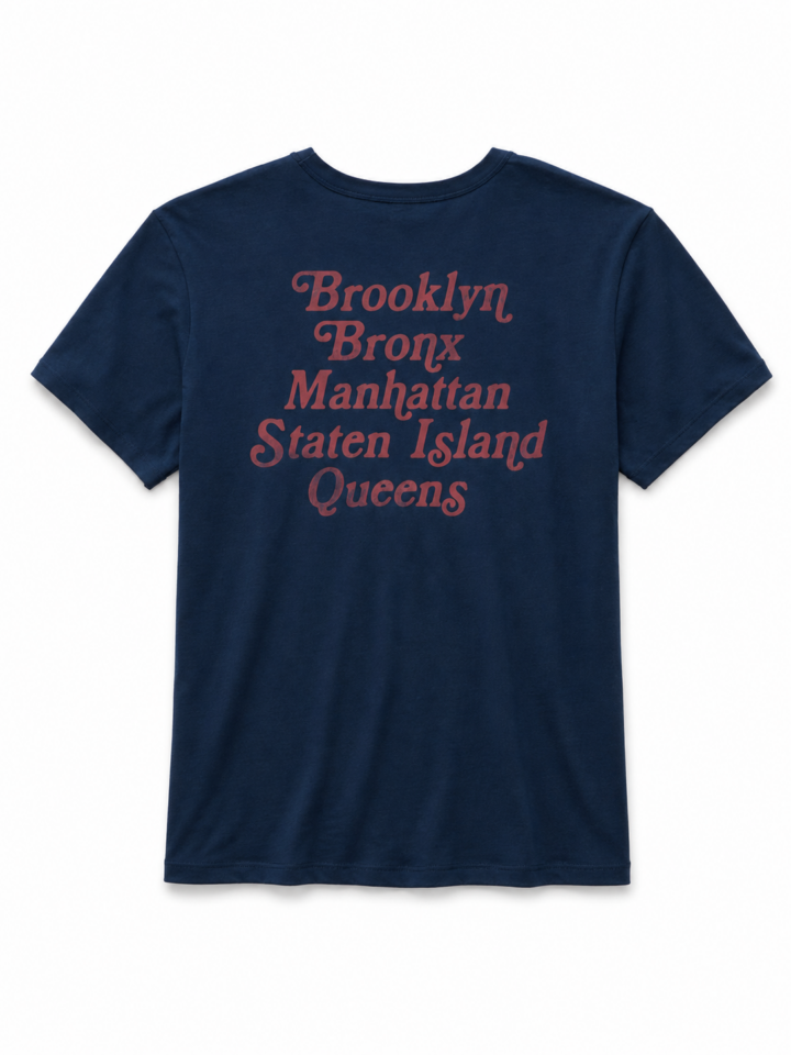 Dark Navy Graphic T-Shirt with NYC Boroughs Print