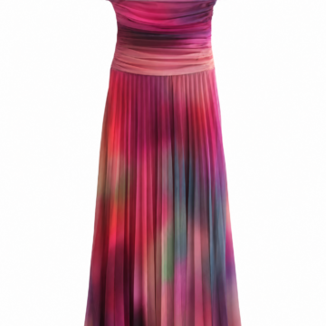 Off-the-Shoulder Ombre Pleated Maxi Dress