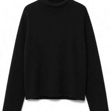 Black Mock Neck Drop Shoulder Knit Top