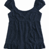 Navy Polka Dot Scoop Neck Swing Top