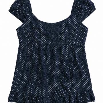 Navy Polka Dot Scoop Neck Swing Top