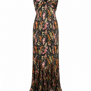 Floral Print V-Neck Midi Dress with Ruffle Hem and Tiered Skirt