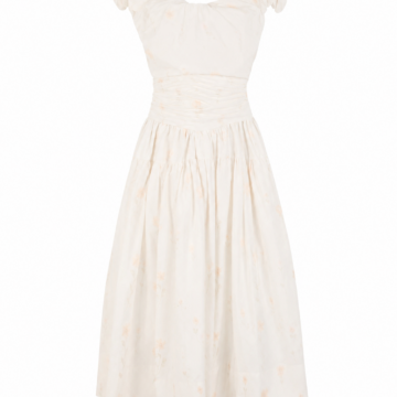 Ivory Floral Print Fit and Flare Midi Dress