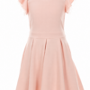 Light Pink Fit and Flare Dress with Pearl Beaded Flutter Sleeves