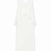 White Sleeveless Maxi Dress with Plunging V-Neck and Draped Overlay